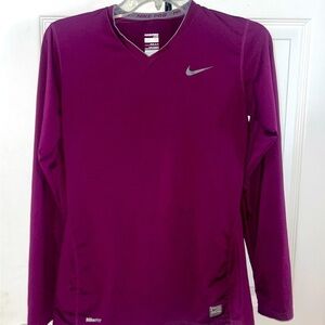 Nike Pro V Neck Purple Compression Workout Top Medium